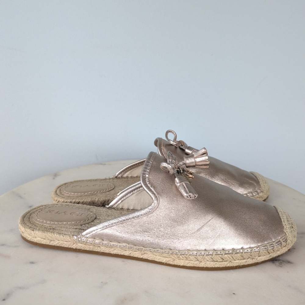 Coach Cassidy Metallic Leather Slip On Espadrille Mules - Picture 3 of 12